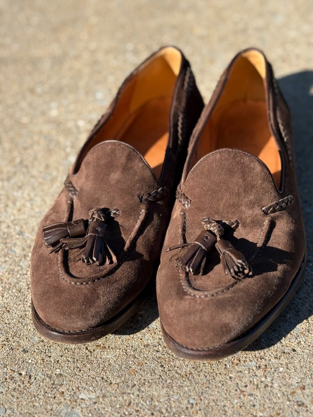 Barbanera Hemingway Mens 9 Brown Suede Tassel Loafers Italy Old Money 4092